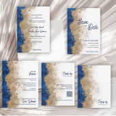 Invitation Royal Blue Gold Abstract Wedding Ceremony Program