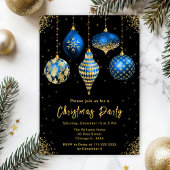 Invitation Blue and Gold Ornament Exchange Party