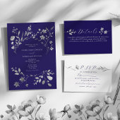 Royal Blue Floral Mariage Numéro de table