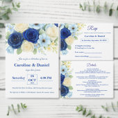 Invitation Marine Royal Bue Mariage Aquarelle couleur ivoire  (Personnalisez la collection de ce créateur indépendant.)