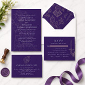 D'accompagnement Carte de Mariage Dragon | Code QR | Or Violet 2026