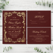 Rose Bourgogne Orné Élégant Programmes Mariage (Personnalisez la collection de ce créateur indépendant.)