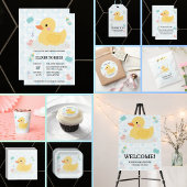 Rubber Duck Blue Hearts Baby shower Papieren Bordje