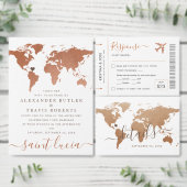 Koperen Wereldkaart Boarding Pass Opslaan Datum Ka Aankondiging (Personaliseer de collectie van deze zelfstandige maker.)