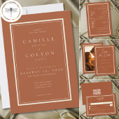 Save The Date Rust Terracotta Minimalist Frame Wedding