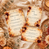 Invitation Mariage Floral Rustique d'Automne