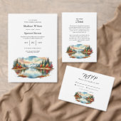 Cartons Réponse Rustique Autumn Lakeside Mariage forestier (Personnalisez la collection de ce créateur indépendant. )