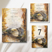 Invitation Pont de pierre rustique d'automne de mariage de ri
