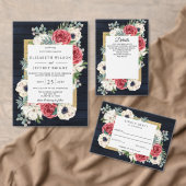 Invitations En Acrylique Mariage Floral Or Bourgogne (Personnalisez la collection de ce créateur indépendant. )