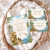 Invitation Baby Shower Ours Rustique Pêche