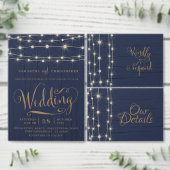 Rustieke Navy String Lights Save the Date (Personaliseer de collectie van deze zelfstandige maker.)