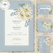 Invitation Mariage de marguerites bleues et blanches rustique