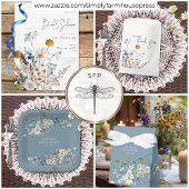 Assiettes En Carton Rustique Dusty Blue Fleurs sauvages & Daisies Douc