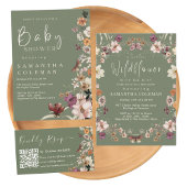 Banderoles Boho Fleur sauvage Rustique Sage Baby shower vert