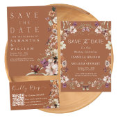 Invitation Chic Boho Fleur sauvage Rustique Mariage en terre