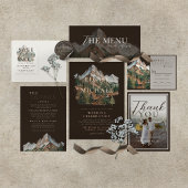 Cartons Réponse Rustic Mountain Landscape Watercolor Wedding QR 