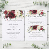 Carte D'accompagnement Burgundy Floral Mariage Informations sur l'invité (Personnalisez la collection de ce créateur indépendant.)