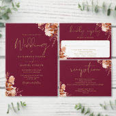 Save The Date Mariage photo floral rustique Burgundy Et Gold Fal (Personnalisez la collection de ce créateur indépendant.)