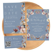 Invitation En Aluminium Pastel Boho Fleur sauvage Rustic Periwinkle Mariag