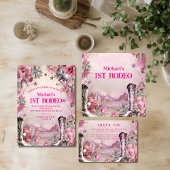 Rustic Cowboy Rodeo 1st Birthday Design Bedankkaart