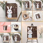 Rustieke Schattigee Witte Bunny Baby shower Uitnod Kaart