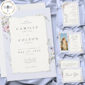 Invitation Rustic Dusty Blue Romantic Wildflower Wedding