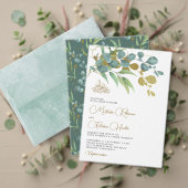 Invitation Russe Eucalyptus Gold Branche Islamique Mehndi (Personnalisez la collection de ce créateur indépendant. Test)