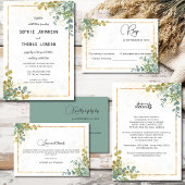 Carte de réponse de mariage au eucalyptus vert