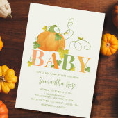 INVITATION FETE DE BÉBÉ CITROUILLE AUTOMNE RUSTIQUE