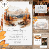 Save The Date Rustic Fall Mountain Scene Mariage d'aquarelle