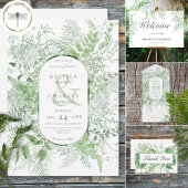 Serviette En Papier Rustic Fern Foliage Blanc Dîner Mariage