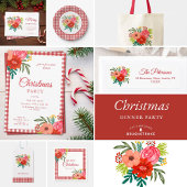 Red Rustic Botanical Christmas Invitation