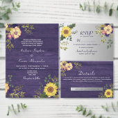 Invitation Tournesol Boho Rustique violet Mariage (Personnalisez la collection de ce créateur indépendant.)