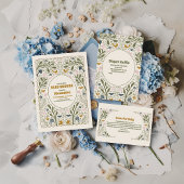 Rustic groene bosvaren baby shower all in one uitnodiging