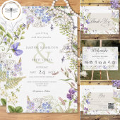Invitation Lavande Rustique & Fleurs sauvages Sage Blanc