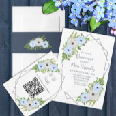 Invitation Rustic Light Blue and White Floral Quinceañera 