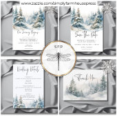 Carte De Remerciements Rustic Mountain Winter Scene Mariage d'aquarelle