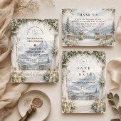 Invitation Mariage d'hiver rustique à la montagne