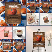 Rustiek Sinaasappel Basketbal Baby shower Kaart