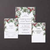 Invitation Mariage de Noël d'hiver des baies de pin rustique (Personnalisez la collection de ce créateur indépendant.)