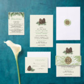 Sticker Rond Aquarelle rustique Mariage de pin de la forêt d'hi (Personnalisez la collection de ce créateur indépendant. )