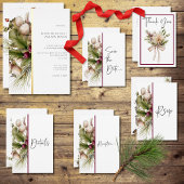 Save The Date Mariage de bouquet d'hiver de pin rustique