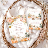 Invitation Baby shower Citrouille rose rustique