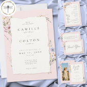 Invitation Rustic Blush Pink Romantic Wildflower Wedding
