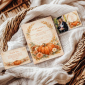 Photo Rustic Pumpkin Floral Fall Graduation Aankondiging