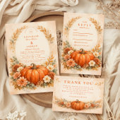 Invitation Rustic Pumpkin Floral Fall Wedding
