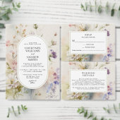 Invitation Rustique Retro Fleur sauvage d'aquarelle Mariage (Personnalisez la collection de ce créateur indépendant.)