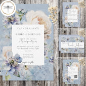 Save The Date Rustique Romantique Dusty Bleu & Blanc Floral