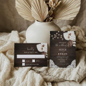 Invitation Bois rustique Boho été Fleurs Mariage