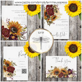 Carte D'accompagnement Rustique Fleurs sauvages d'été & Tournesols Détail